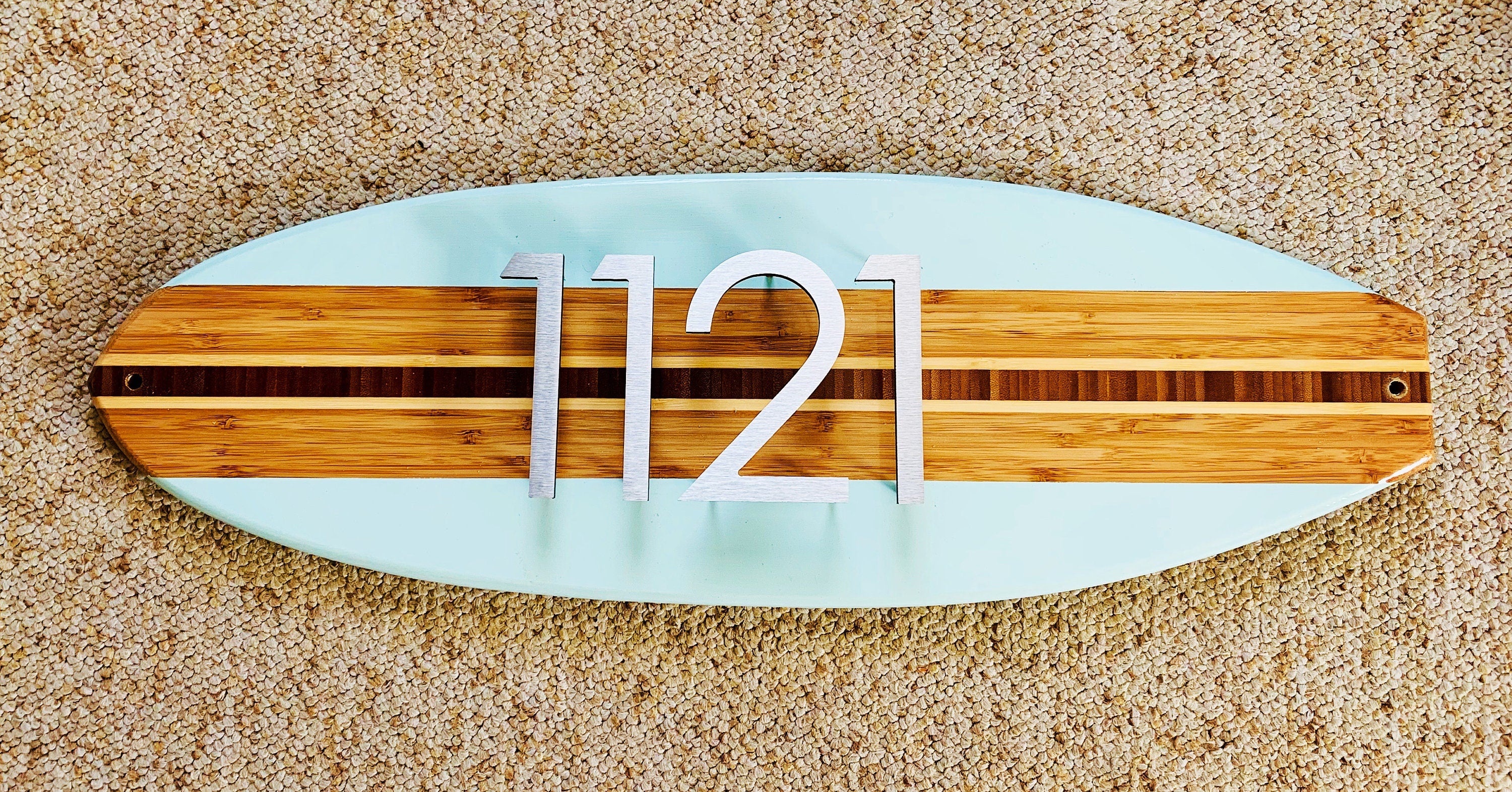 Surfboard Coastal House Address Number Plaque in Seaform selling Green